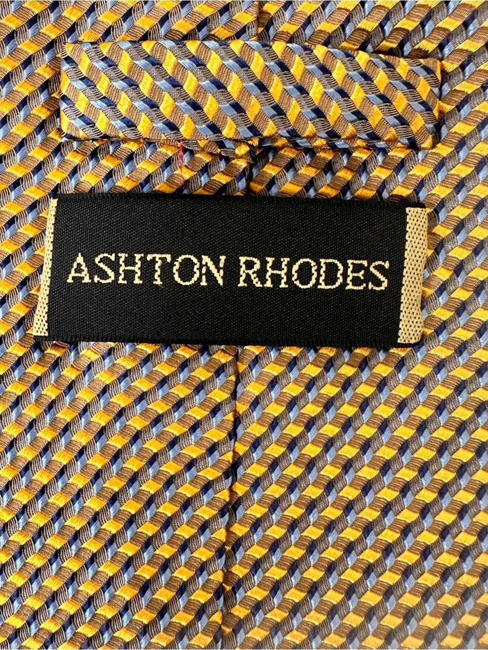 Men's Woven Gold and Brown Silk Tie - Classic Textured Necktie